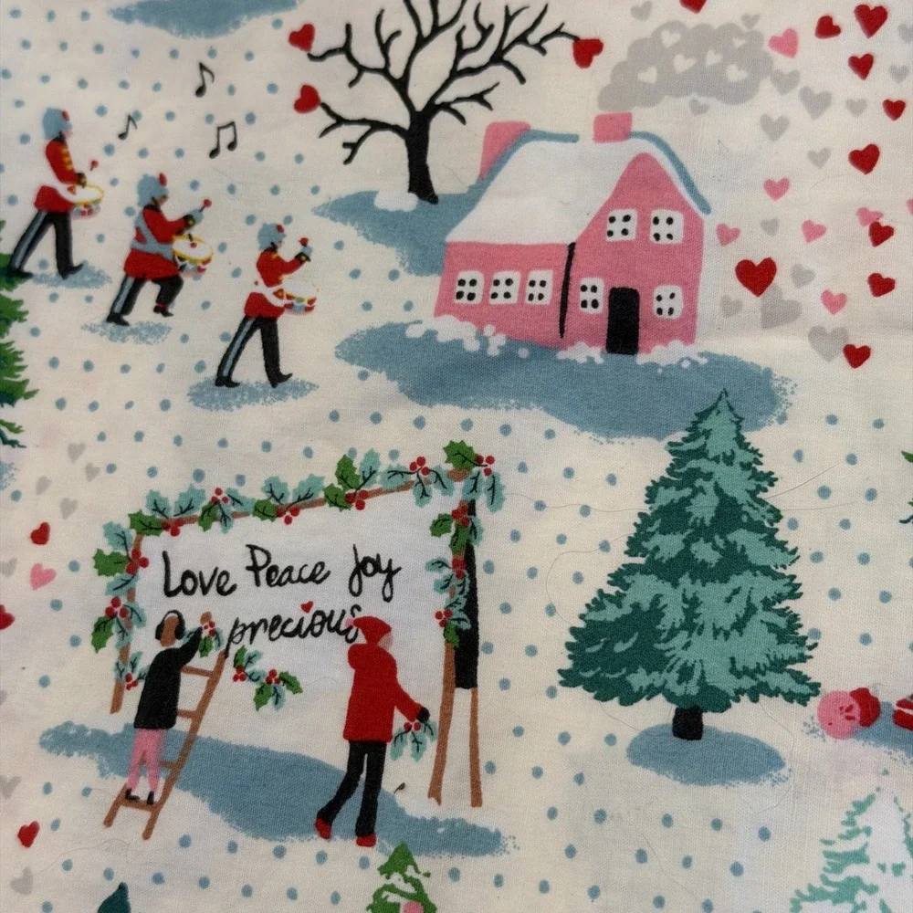 Cath Kidston Shine Bright Christmas Village Queen Flat Sheet 90